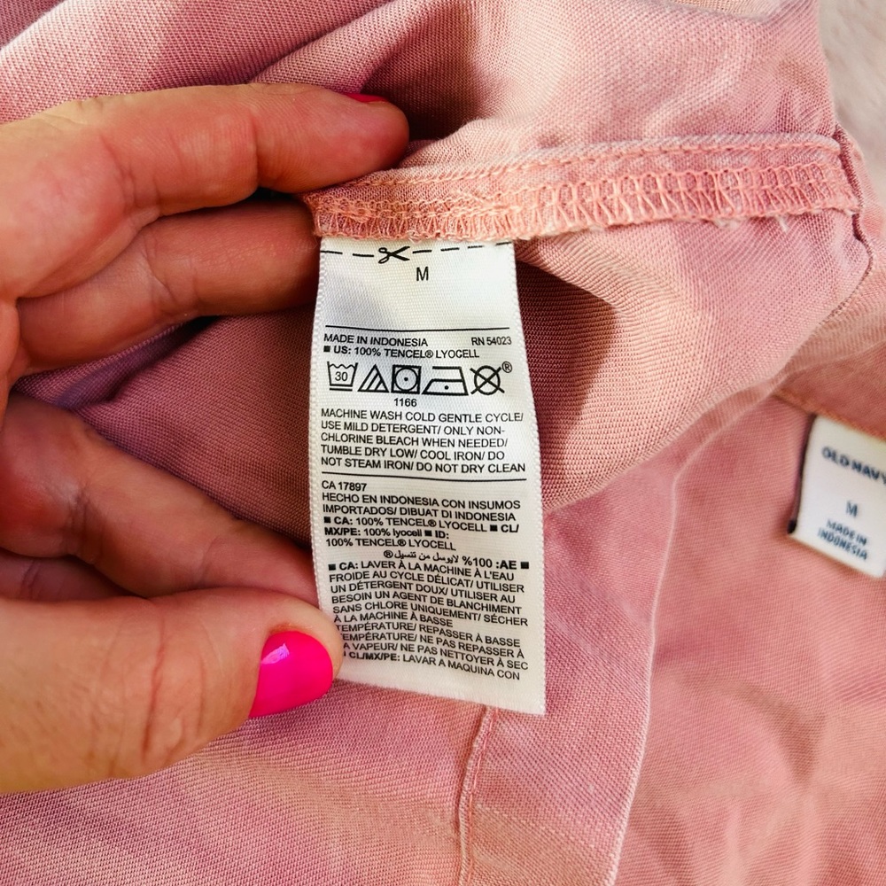 Old Navy Women’s Light Pink Popover Button Front Twill Tencel Shirt Dress Sz M - Picture 10 of 12